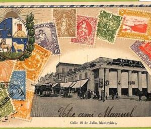 af2820 - URUGUAY - VINTAGE POSTCARD - STAMPS ON POSTCARD -ZIEHER-Montevideo-1908