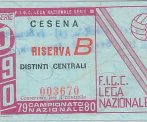 C0160 - Vecchio  BIGLIETTO PARTITA  CALCIO - 1979 / 1980 : CESENA - RISERVA B