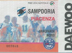 C0161 - Vecchio  BIGLIETTO PARTITA  CALCIO - 1998 / 1999 : SAMPDORIA - PIACENZA