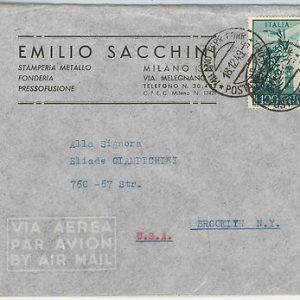 47422  - ITALIA REPUBBLICA Storia Postale: BUSTA Posta Aerea TARIFFA 100 L. 1949