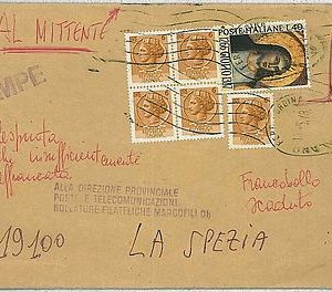37742  REPUBBLICA: Storia Postale - BUSTA affrancata con francobollo SCADUTO !