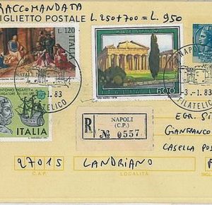 37746  REPUBBLICA Storia Postale - INTERO POSTALE : 60 L Siracusana RACCOMANDATA