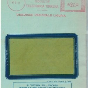 90444 - REPUBBLICA - STORIA POSTALE : Annullo ROSSO MECCANICO 1951: Tele TIRRENA
