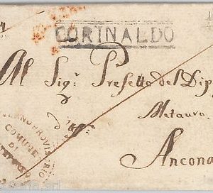 55568 - REGNO - STORIA POSTALE - Busta Prefilatelica da CORINALDO  Ancona 1818