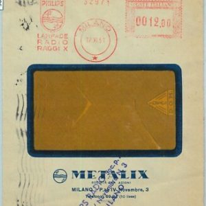 90445 - REPUBBLICA - STORIA POSTALE : Annullo ROSSO MECCANICO 1951: PHILIPS Mila