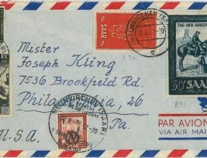 21357 - GERMANY  SAAR Sarre -  POSTAL HISTORY:  COVER high catalogue value 1952