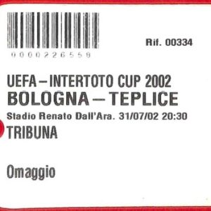 C0906 - Vecchio BIGLIETTO PARTITA CALCIO - 2002: BOLOGNA - TEPLICE