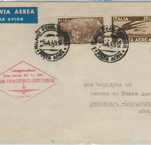 55558 - ITALY - POSTAL HISTORY - SPECIAL FLIGHT COVER: LUCCA to MILANO 1947
