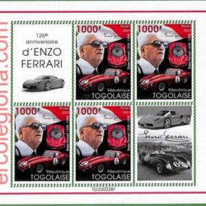 B1866 - TOGOLAISE - ERROR MISPERF Stamp Sheet - 2023 - Enzo Ferrari, CARS