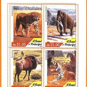 A6581 - S TOME & PRINCIPE, Error 2020 MISSPERF MINIATURE S: Animales Extinguidos