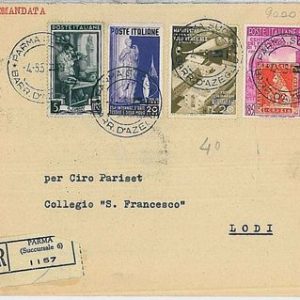 ITALIA REPUBBLICA: Storia Postale - LAVORO / HELICOPTER su BUSTA tariffa  - 1951