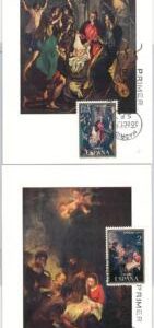 52651  - SPAIN  - Set of 2  MAXIMUM CARDS - art RELIGION  1970