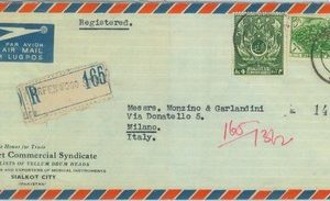 84617 - PAKISTAN - POSTAL HISTORY - REGISTERED Airmail COVER to ITALY 1960