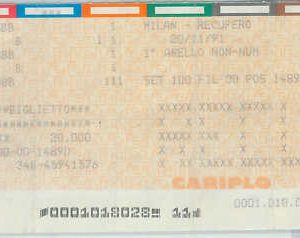 C0185 - Vecchio  BIGLIETTO PARTITA  CALCIO - 1991/ 1992 : MILAN - RECUPERO