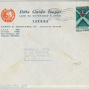 64056 - ITALIA   - STORIA POSTALE:  BUSTA PUBBLICITARIA  Verona  1957 - LANA