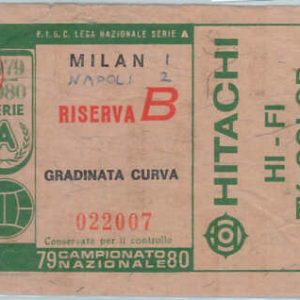 C0187 - Vecchio  BIGLIETTO PARTITA  CALCIO - 1979/ 1980 : MILAN - NAPOLI