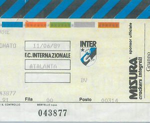 C0191 - Vecchio  BIGLIETTO PARTITA  CALCIO - 1989 : INTER - ATALANTA
