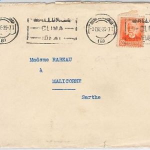 España - HISTORIA POSTAL: Edifil #  671 SOLO sobre CARTA a FRANCE 1935