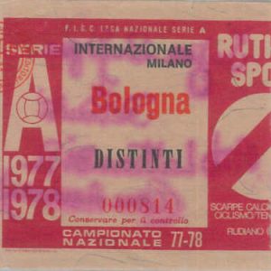 C0192 - Vecchio  BIGLIETTO PARTITA  CALCIO - 1977/1978 : INTER - BOLOGNA