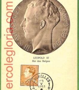 32647 - BELGIUM -  MAXIMUM CARD  - 1951 -  Royalty, Leopold III