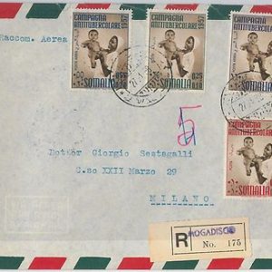 54084 -  SOMALIA - Sass 46/47 +  PA 40/41 su BUSTA - MEDICINE Tuberculosis 1958