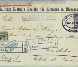 68770 - NICARAGUA - Postal History -  REGISTERED COVER  to BRAZIL - 1908 - NICE!