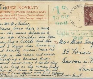 66789 - GB - Postal History - POSTCARD postmarked LIABLE TO LETTER RATE 1955