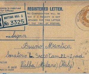 66793 - GB - Postal History - Registered POSTAL STATIONERY COVER to ITALY 1949