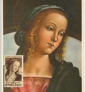 48361 - ITALY - MAXIMUM CARD  - ART / RELIGION: Perugino  1955 ANNO MARIANO