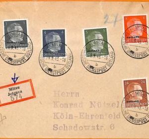 99302 - LATVIA Germany Ostland - POSTAL HISTORY - REGISTERED COVER from MITAU