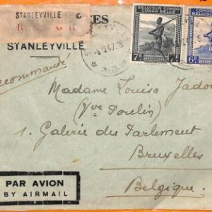 aa0021 - BELGIAN Congo Belge - POSTAL HISTORY -  Registered Airmail Cover  1947