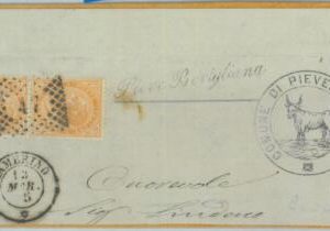 85933 - ITALY - Postal History - POSTMARK on COVER FRONT  1875 - ANIMALS Oxen