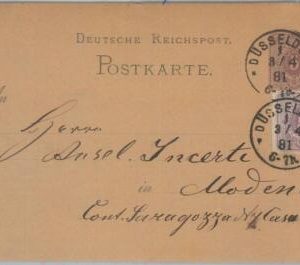 77527 - GERMANY - POSTAL HISTORY - STATIONERY CARD to ITALY  1881