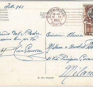 54125 - VATICANO  - Storia Postale:  CARTOLINA con annullo ROSSO 1961