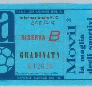 C0229 - Vecchio  BIGLIETTO PARTITA  CALCIO 1966/67  INTER - BRESCIA