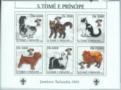 M1574 - S TOME & PRINCIPE, FEHLER, MISSPERF-BLATT: Katzen, Hunde,...
