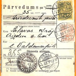 99292 - LATVIA  - POSTAL HISTORY -  PAYMENT SLIP from UGALE  1934