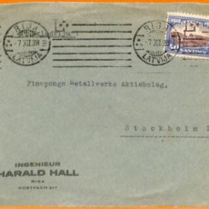 99286 - LATVIA  - POSTAL HISTORY - Single stamp on COVER to SWEDEN  1928