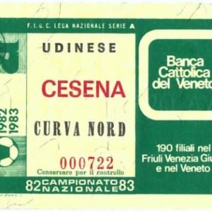 69683  - Vecchio  BIGLIETTO PARTITA CALCIO - 1982 / 1983: UDINESE / CESENA