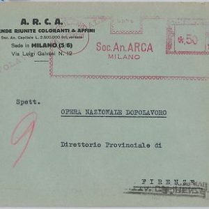 53281 - REGNO -  BUSTA con AFFRANCATURA MECCANICA Rossa: ARCA Milano 1939