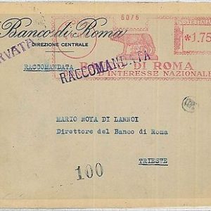 31088 - REGNO - Storia Postale - AFFRANCATURA MECCANICA Rossa BANCO DI ROMA 1941