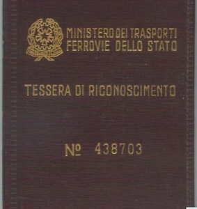 87252 - Vintage document DOCUMENTO D'EPOCA: Tessera Ferroviaria  1958