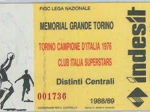 C0243 -  Vecchio  BIGLIETTO PARTITA  CALCIO 1988/89  MEMORIAL GRANDE TORINO