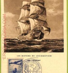 ad3337 - FRANCE - Postal History - MAXIMUM CARD - 1953 - Ships