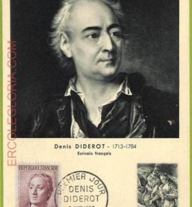 ad3340 - FRANCE - Postal History - MAXIMUM CARD - 1958 - Dens Diderot