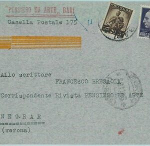 97859 - CARTOLINA d'Epoca -  BARI Citta'  -  PUBBLICITARIA Pensiero ed Arte 1945