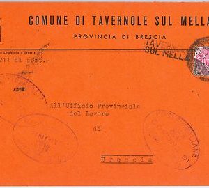 REPUBBLICA  - Storia Postale: ANNULLO MUTO EMERGENZA su BUSTA da TAVERNOLE MELA
