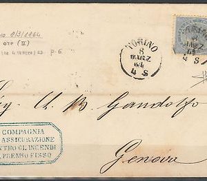 ITALIA REGNO: storia postale - Sassone L18 su BUSTA da TORINO firmata SORANI