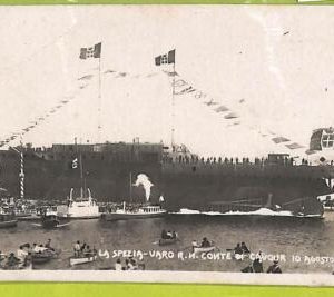 af7940 - VINTAGE POSTCARD1911Italian battleship Conte di Cavour NAVI La Spezia