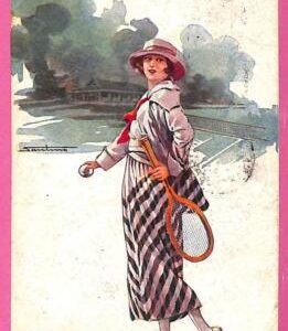 af9453 - VINTAGE  Advertising Illustrated POSTCARD - Italy TENNIS, 1918